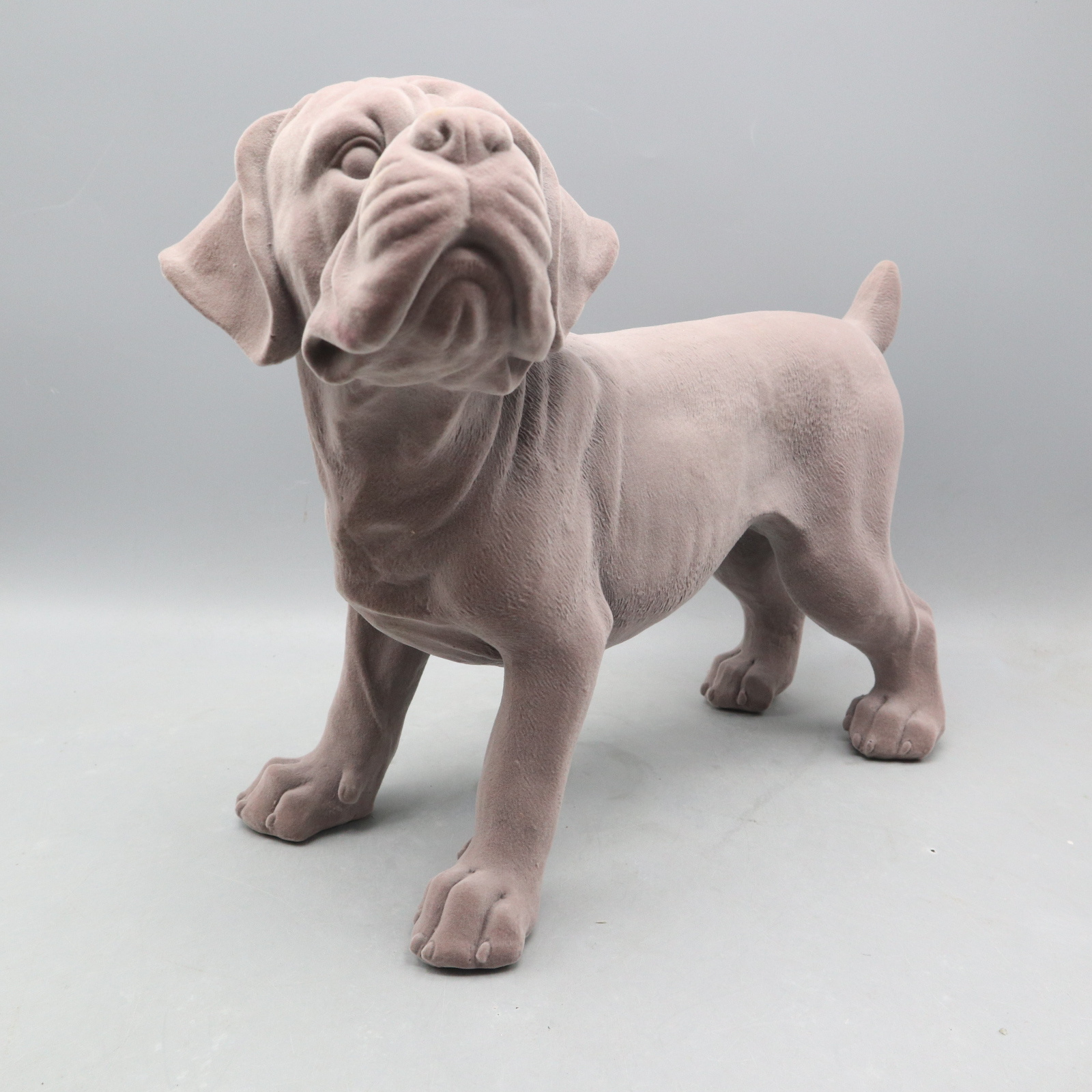 Resin dog sculpture flocked mni indoor dog figurines statue