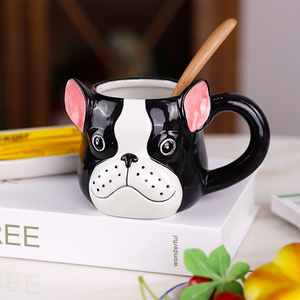 Redeco Customized Hand Painted Cute Dog Mug 3d Animal Face Cup Ceramic Mug For Drinking Coffee Water Tea Milk