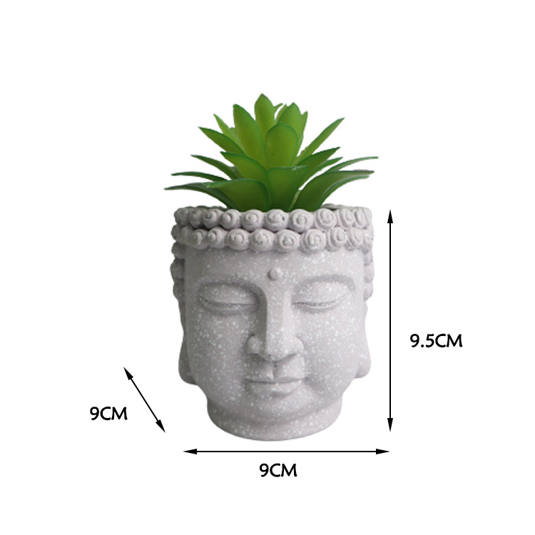 Unique Buddha Head Planters Cement Flower Pot Garden Decoration