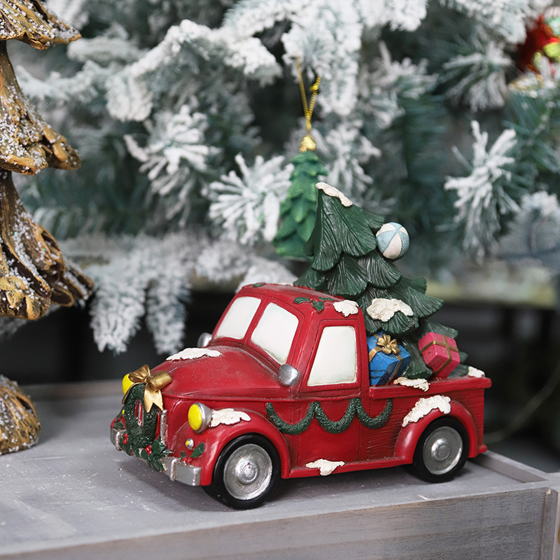 Redeco High Quality Classic Christmas Car Sculpture Christmas Decorations Ornament Resin Crafts For Gifts Home Decorations