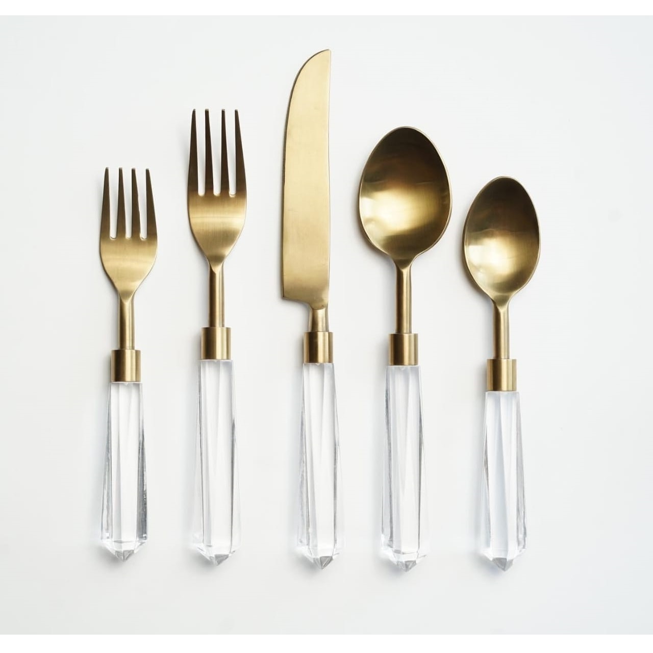 China bulk wholesale manufacturer luxury wedding flatware plated gold cutlery set with Acrylic handle