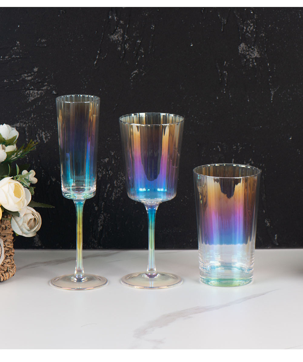 Wholesale Glassware Colored Goblet Wine Glasses Water cup Glass Goblets