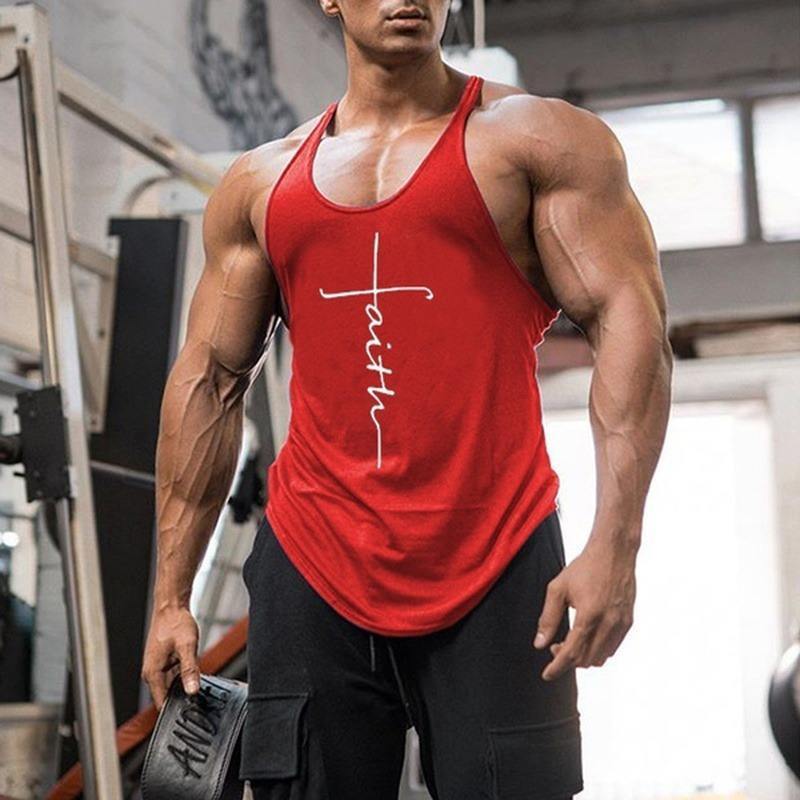 Fitness Bodybuilding Gym Clothing Male Sleeveless Vest Print Blank Wife Beater Singlets Stringers Men Tank Top