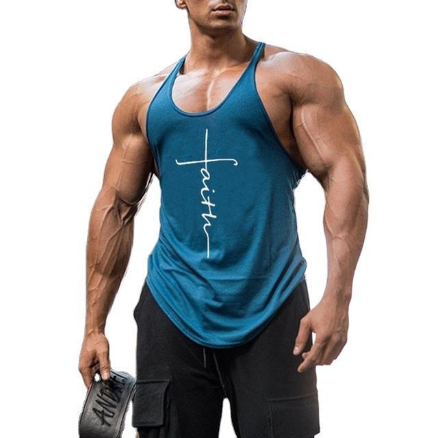 Fitness Bodybuilding Gym Clothing Male Sleeveless Vest Print Blank Wife Beater Singlets Stringers Men Tank Top