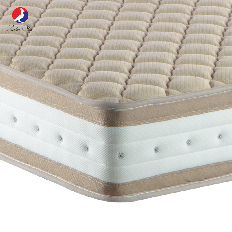 2023 Bestsellers Reden High-Density 10 Inch Double Hotel Mattress Brown Milk Cotton High-Density Sponge Beds Whole Sale Price