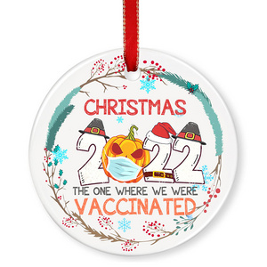 3 Inch Round Circle Custom Sublimation Blank Ceramic Christmas Ornaments Flat Christmas Ornament