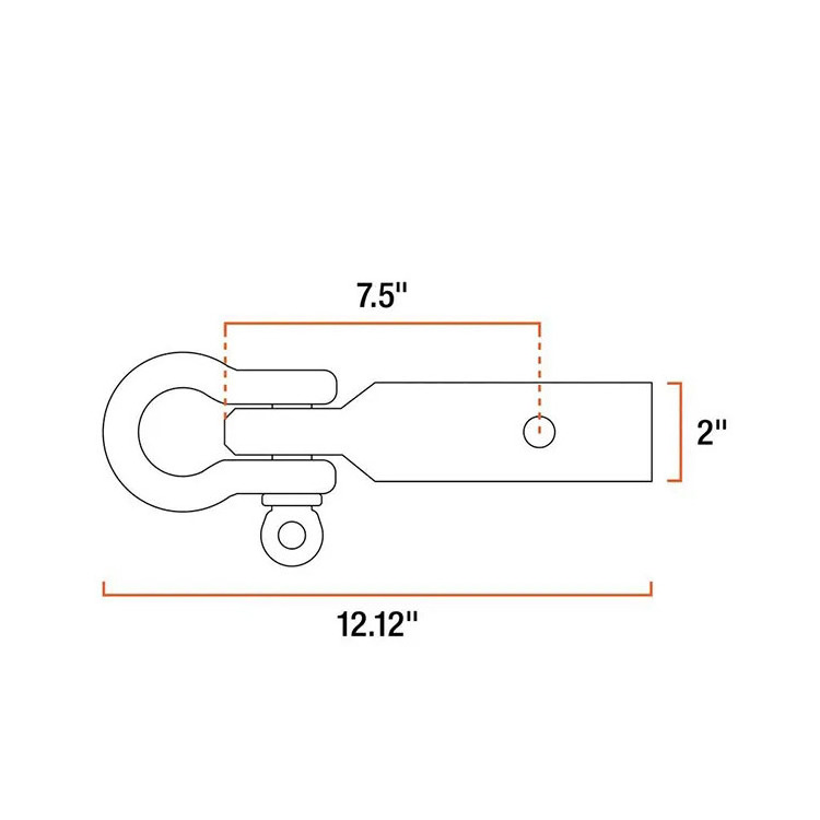 REDFOX Heavy Duty Trailer Hitch & Bow Shackle Tow Bar for Car ,Tow Hook, Hitch Shackle fits 2'' receiver tubes