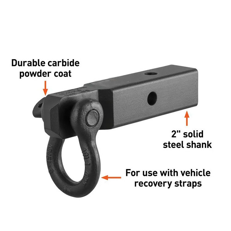 REDFOX Heavy Duty Trailer Hitch & Bow Shackle Tow Bar for Car ,Tow Hook, Hitch Shackle fits 2'' receiver tubes