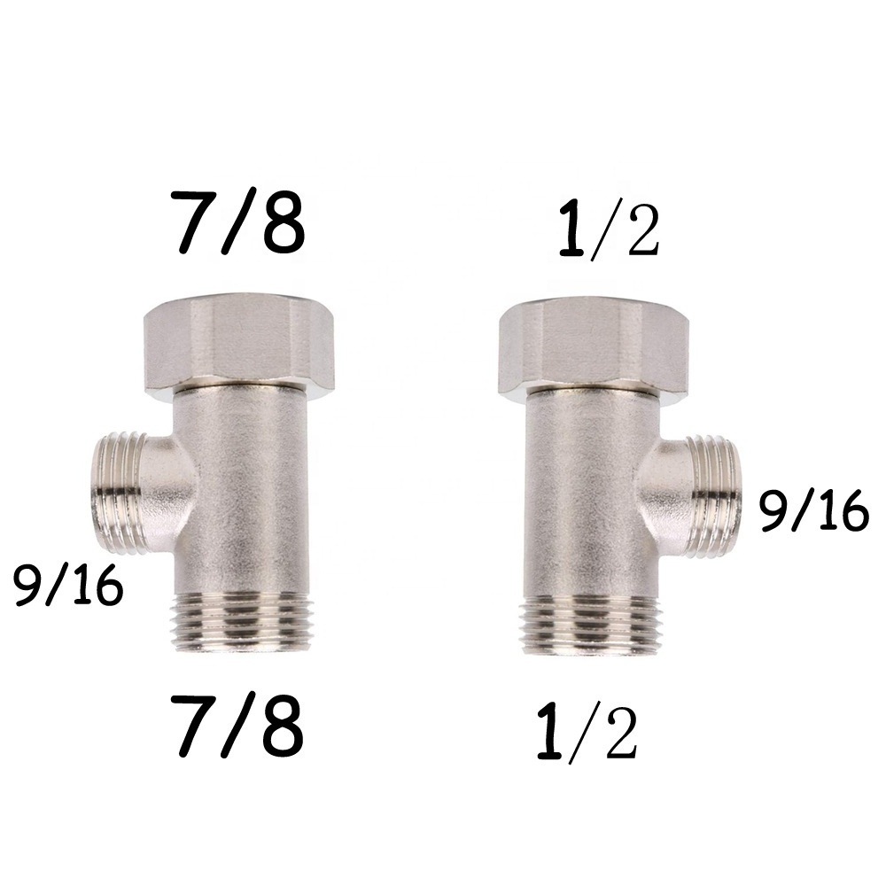 Redge - Brass T valve for toilet 3 way Valve for toilet bidet, 3/8