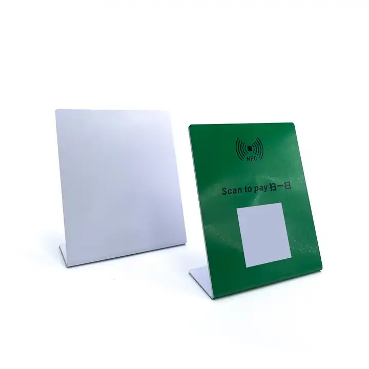 Custom Logo RFID Smart Table Menu Tent PVC Restaurant Menu Card Holder stand with NFC Chip Menu Holder For Phone