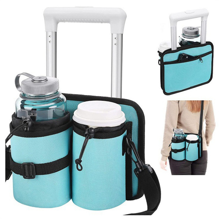 Custom LOGO Luggage Travel Cup Holder Hand Drink Bottle Holder On Suitcase Easy Storage Travel Essentials Coffee Cup Holder