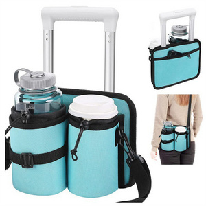 Custom LOGO Luggage Travel Cup Holder Hand Drink Bottle Holder On Suitcase Easy Storage Travel Essentials Coffee Cup Holder