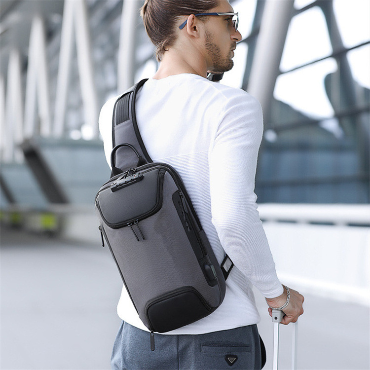 Fashion Travel Waterproof Portable Usb Anti Theft Sling Shoulder Chest Bags Fanny Pack Crossbody Bag Men With Code Lock