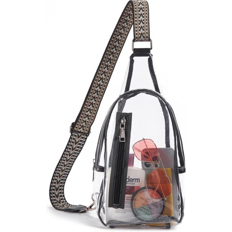 BSCI Factory Waterproof PVC Transparent Sling Shoulder Chest Bag Fashion Clear Crossbody Bag For Women Men