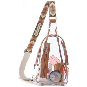 BSCI Factory Waterproof PVC Transparent Sling Shoulder Chest Bag Fashion Clear Crossbody Bag For Women Men