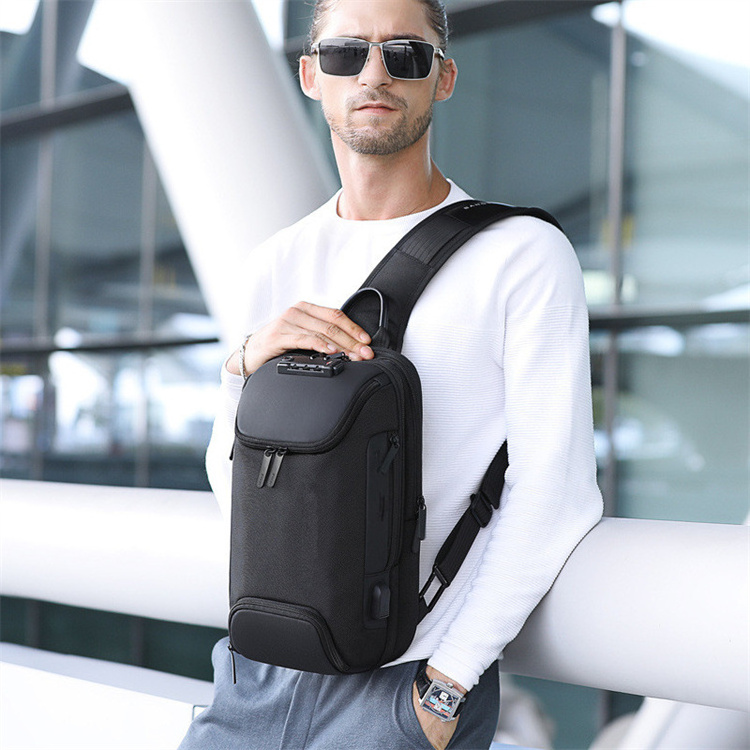 Fashion Travel Waterproof Portable Usb Anti Theft Sling Shoulder Chest Bags Fanny Pack Crossbody Bag Men With Code Lock