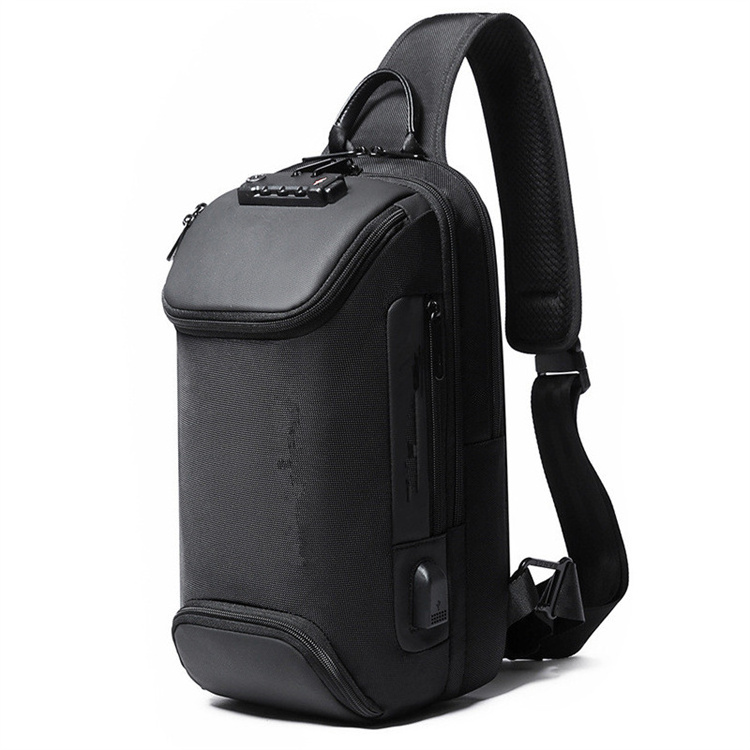 Fashion Travel Waterproof Portable Usb Anti Theft Sling Shoulder Chest Bags Fanny Pack Crossbody Bag Men With Code Lock