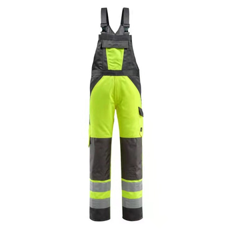 Custom Heavy Duty Reflective Construction Safety Workwear Uniforms Bib Overalls Industrial Work Pants Cargo Jumpsuit for Men