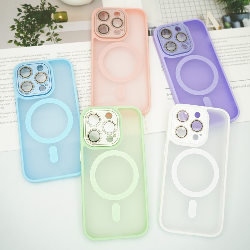 New For Iphone15 Pro Max Magnetic Phone Case Skin-Sensitive Frosted 13 14 All-Inclusive Lens Film 12 11 Magnetic Back Cover