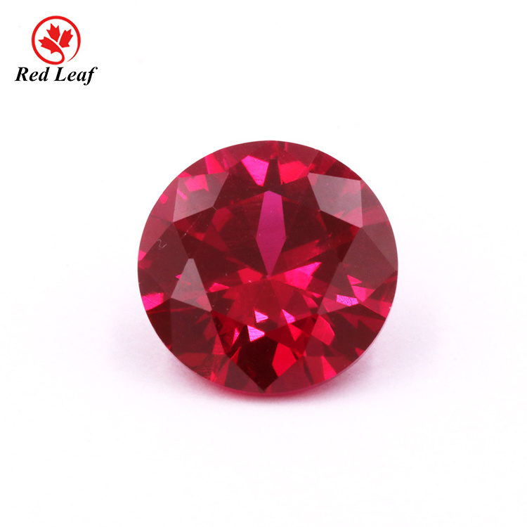 Redleaf Gems Hot sale AAA red rubi ring gemstones rose loose round lab created stone price of synthetic corundum ruby