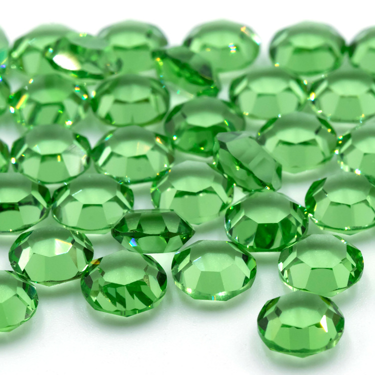 Redleaf Jewelry  Double Faceted  Flat Cut Glass Round Apple Green Crystal Glass Glass Beads Loose Gemstone