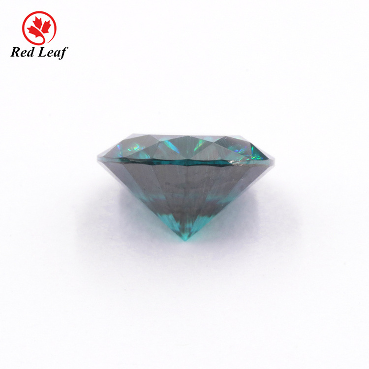 Redleaf wholesale loose gemstone synthetic stone round diamond  Cut emerald green color vvs moissanite