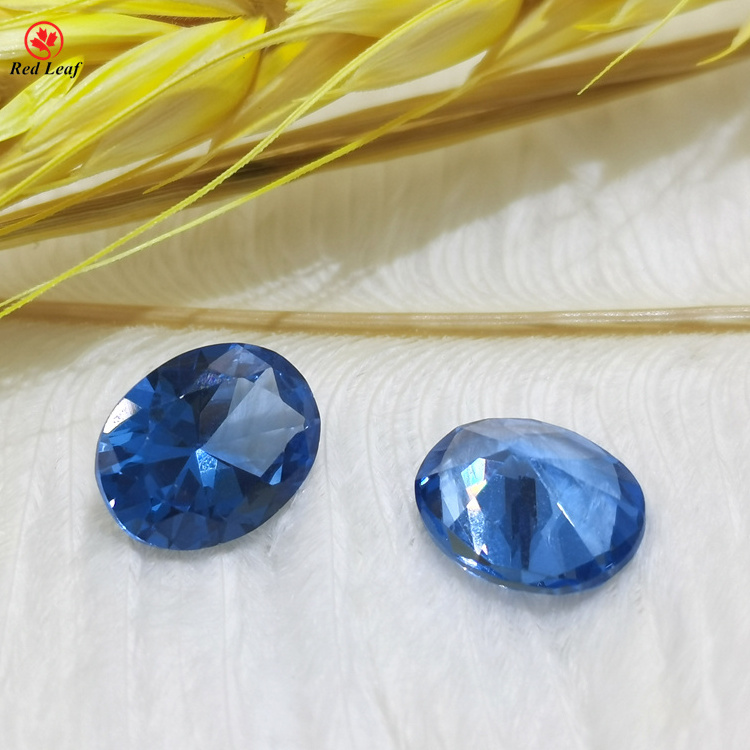 Redleaf jewelry aquamarine blue spinel  oval shape 12*16mm synthetic spinel price per carat loose gemstone