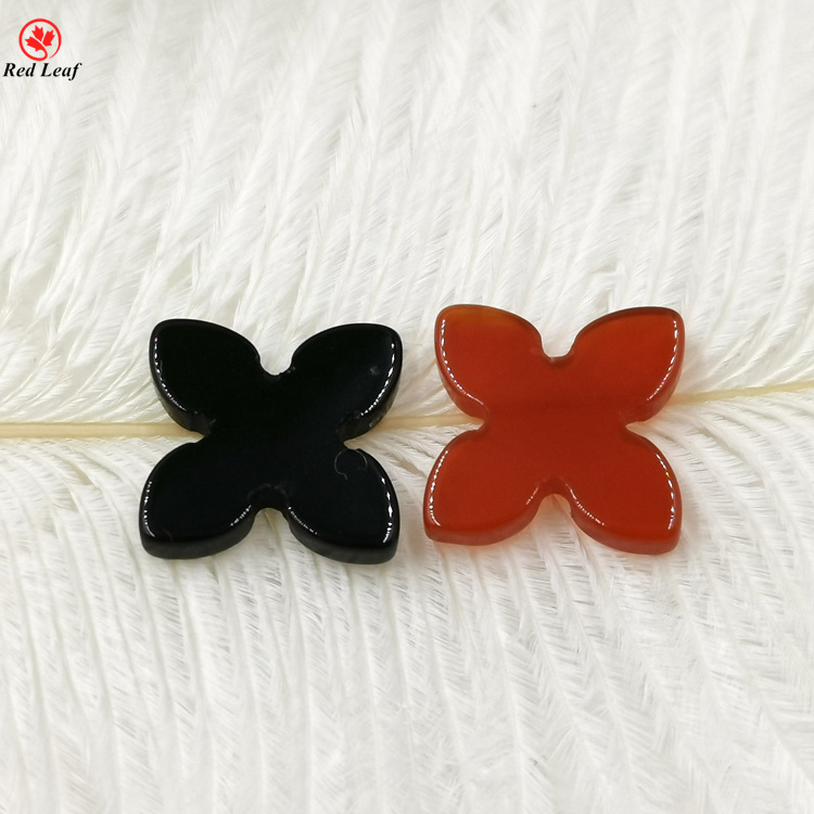 Redleaf Gems Red Agate Wholesale Four Leaf Clover Natural Natural Stone Jewelry Making High Technology Machine Cut