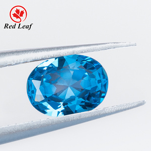 Redleaf jewelry aquamarine blue spinel  oval shape 12*16mm synthetic spinel price per carat loose gemstone