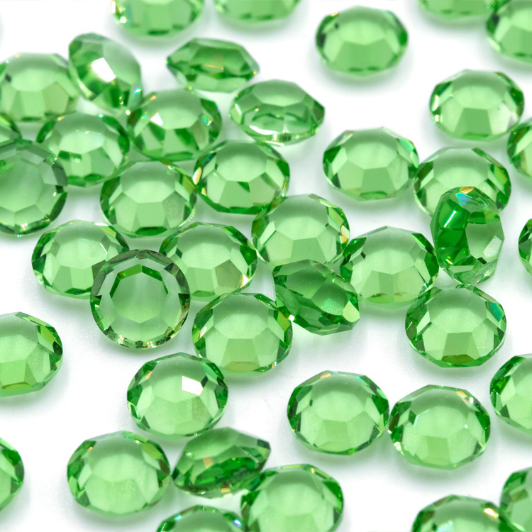 Redleaf Jewelry  Double Faceted  Flat Cut Glass Round Apple Green Crystal Glass Glass Beads Loose Gemstone