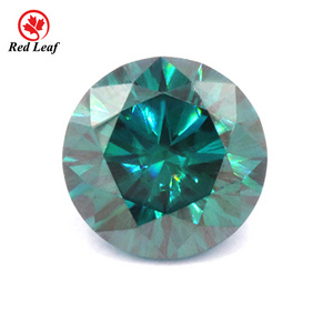 Redleaf wholesale loose gemstone synthetic stone round diamond  Cut emerald green color vvs moissanite