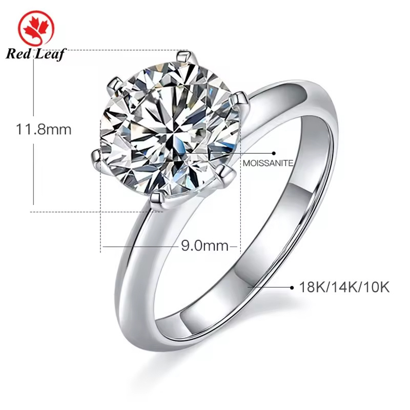 Redleaf Custom 10K 14K 18K Gold Ring 1CT 2CT 3CT 5CT Mossanite Diamond Ring Women Wedding Engagement VVS Moissanite Ring