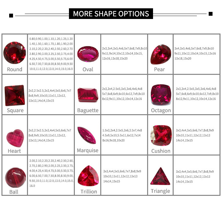 Redleaf Gems Hot sale AAA red rubi ring gemstones rose loose round lab created stone price of synthetic corundum ruby