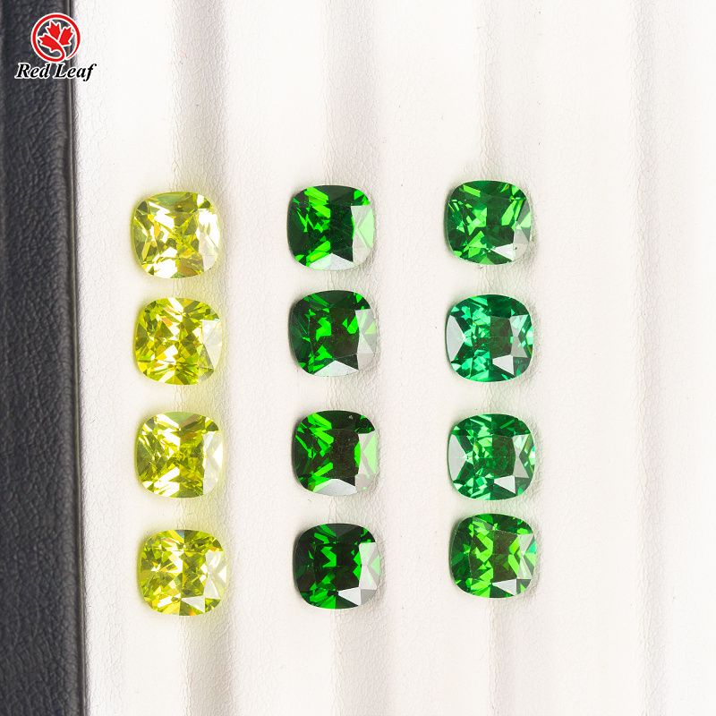 Redleaf New Product 5A Cubic Zirconia Stone Emerald Apple Light Green Cushion Cut CZ Loose Gemstone For Jewelry