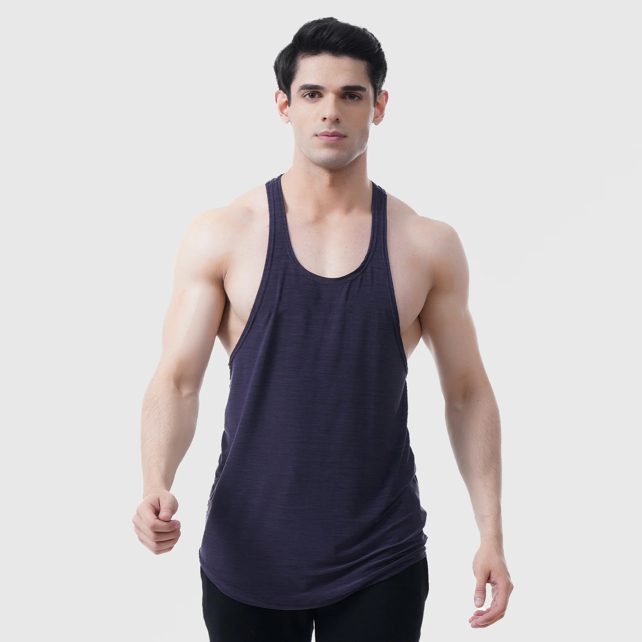 Custom Solid Color Hollow Ribbed Undershirt Sports Fitness Seamless  Men Vest