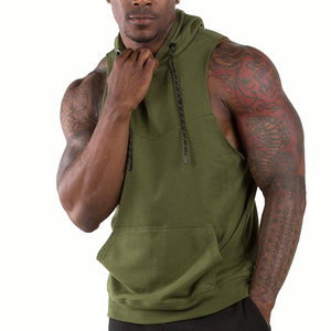 Men Gym Wear Stringer hoodies quick dry Sleeveless Men Workout Base Layer Hoodies for Summer breathable OEM Customized