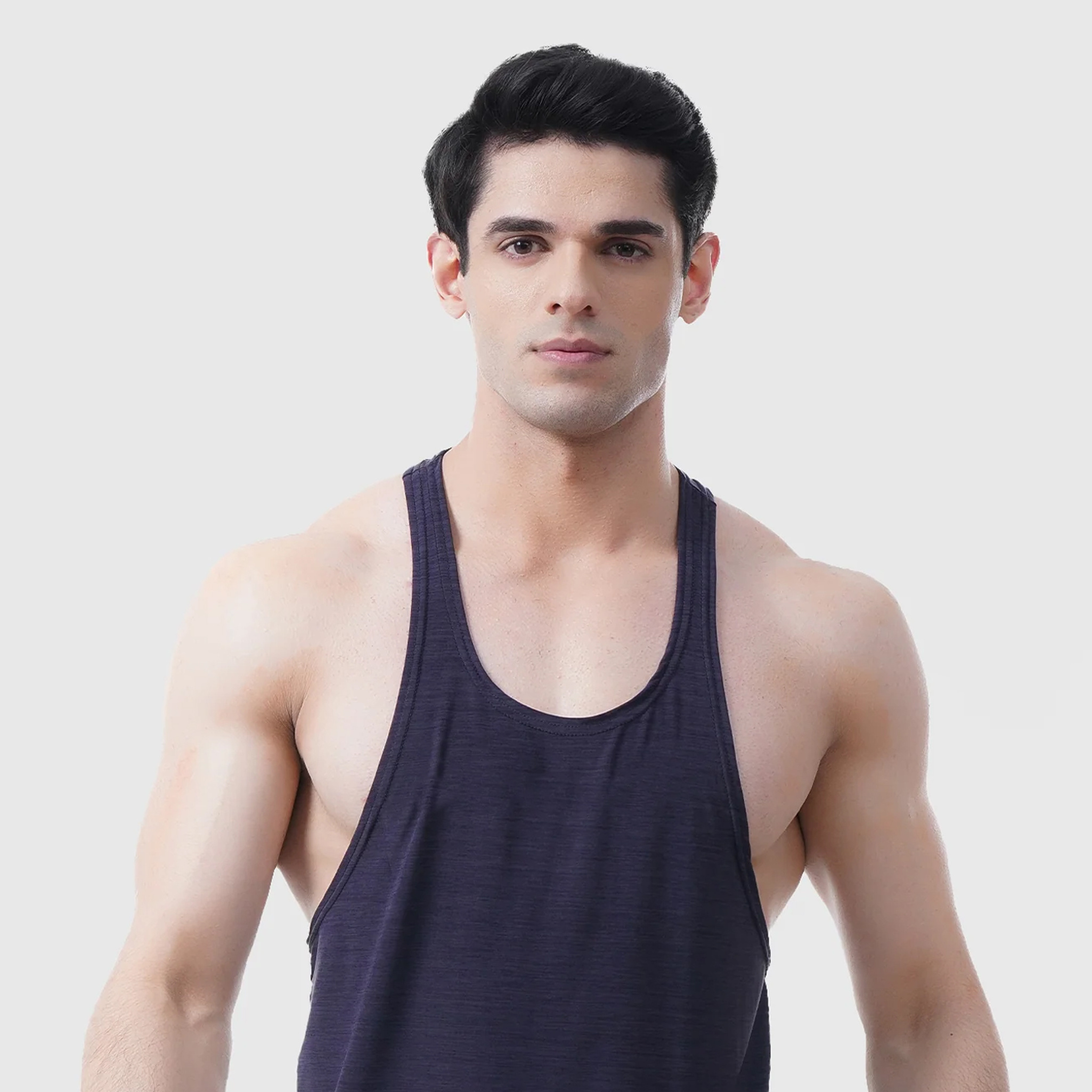 Custom Solid Color Hollow Ribbed Undershirt Sports Fitness Seamless  Men Vest