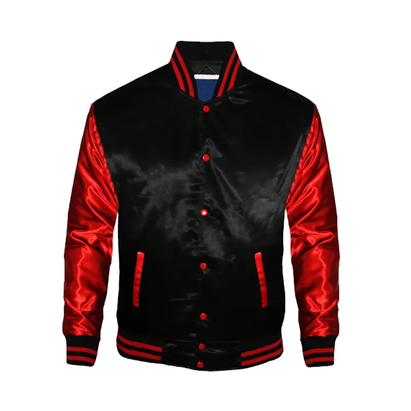 Custom Premium Dark Blue Button Up New Design OEM Windproof Outdoor Winter High Quality Satin Silk jackets For Men Wom