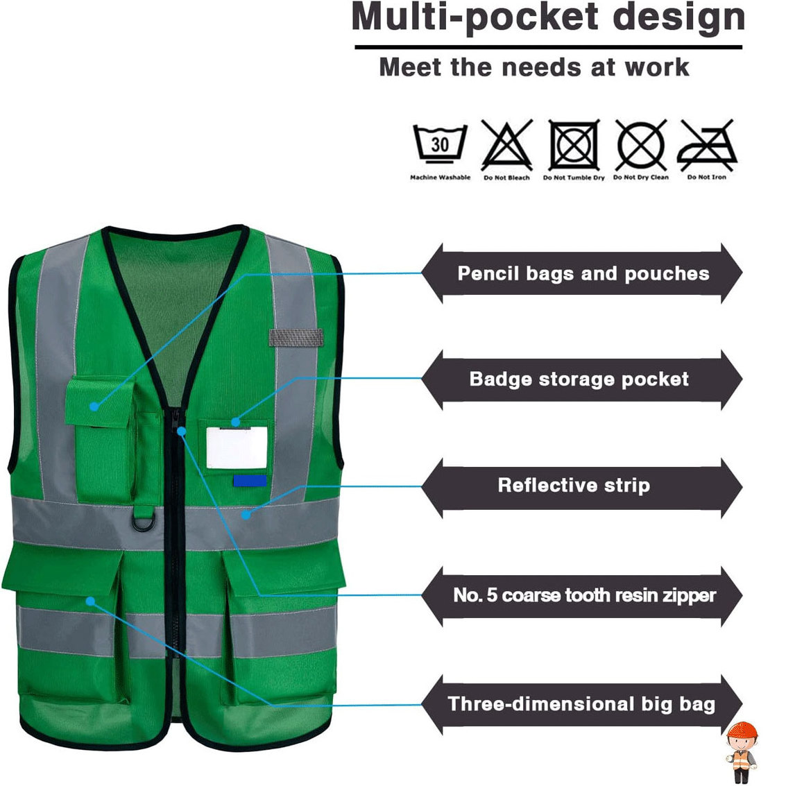 Good Quality Breathable Hi Vis Safety Vest High Visibility Breathable Reflective Construction Workwear Reflective