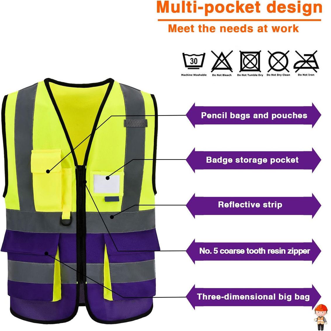 High Visibility Reflective Security Safety Vest Safety Clothing Reflective Cotton Nylon Breathable Work Breathable Safety Vest