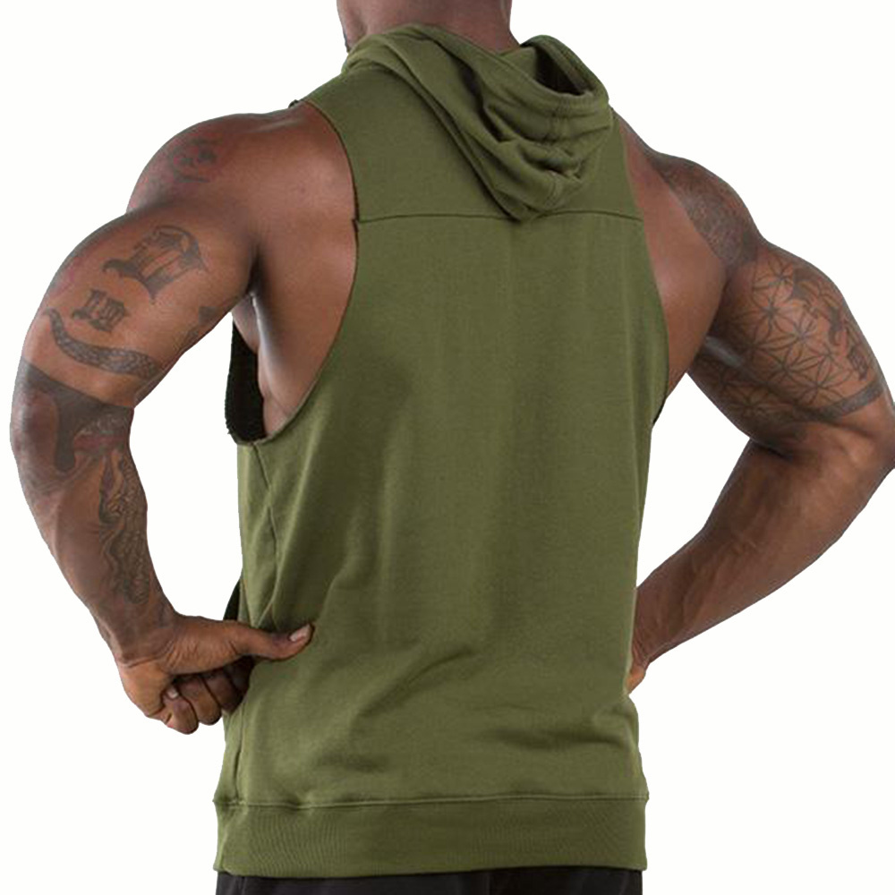 Men Gym Wear Stringer hoodies quick dry Sleeveless Men Workout Base Layer Hoodies for Summer breathable OEM Customized