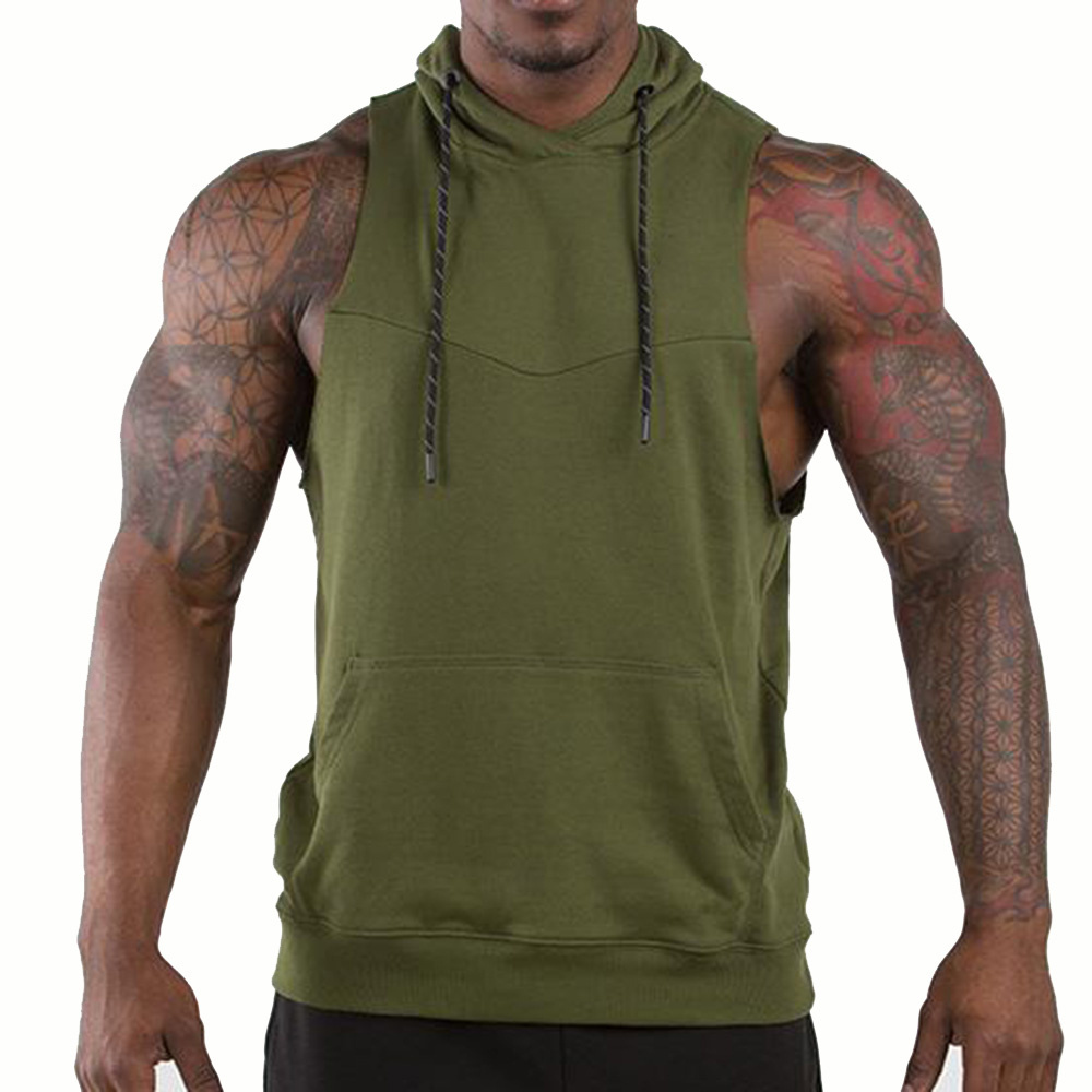 Men Gym Wear Stringer hoodies quick dry Sleeveless Men Workout Base Layer Hoodies for Summer breathable OEM Customized