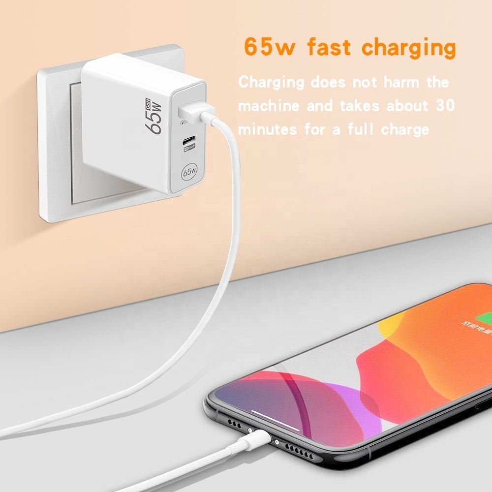 Dual USB ports QC3.0 Fast Charger 5V Wall Charger 9v 12v USB C PD 33W GaN Charger Fast Charging for iPhone samsung xiaomi