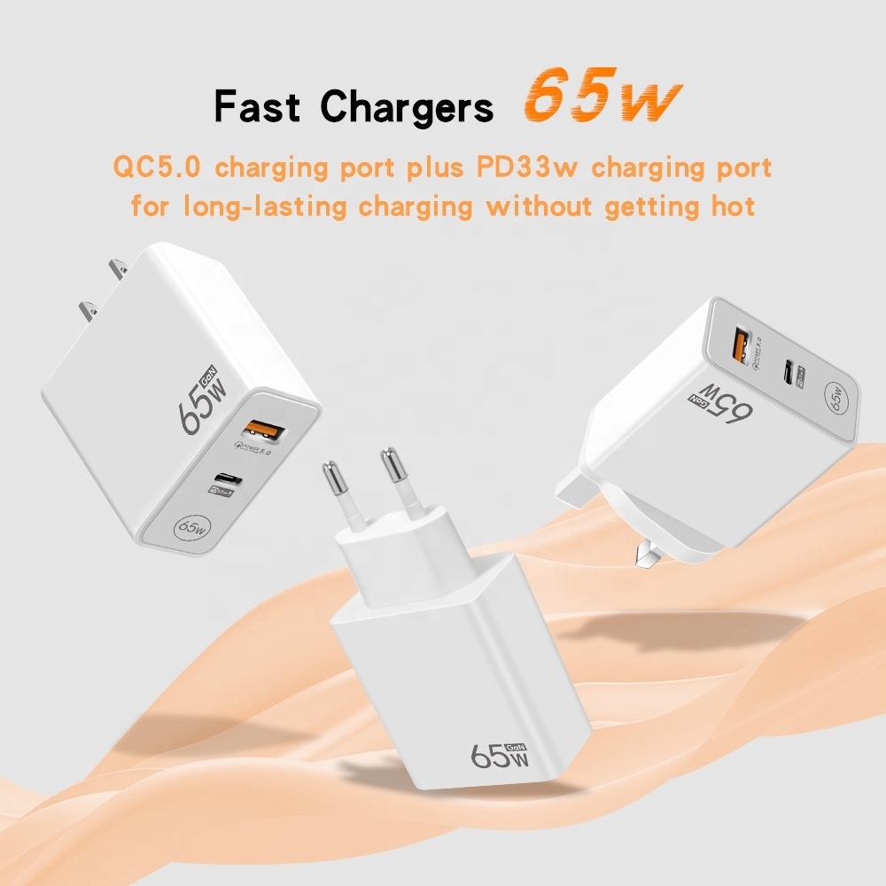 Dual USB ports QC3.0 Fast Charger 5V Wall Charger 9v 12v USB C PD 33W GaN Charger Fast Charging for iPhone samsung xiaomi