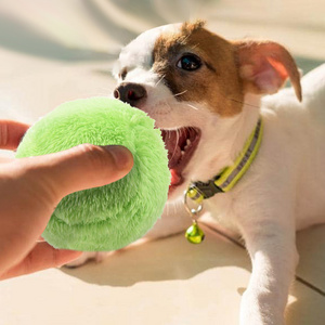 Interactive Funny Chew Plush Electric Rolling Ball Auto Pet Dog Cat Toys Ball With Four Color Plush Cover Non-toxic Safe Toys