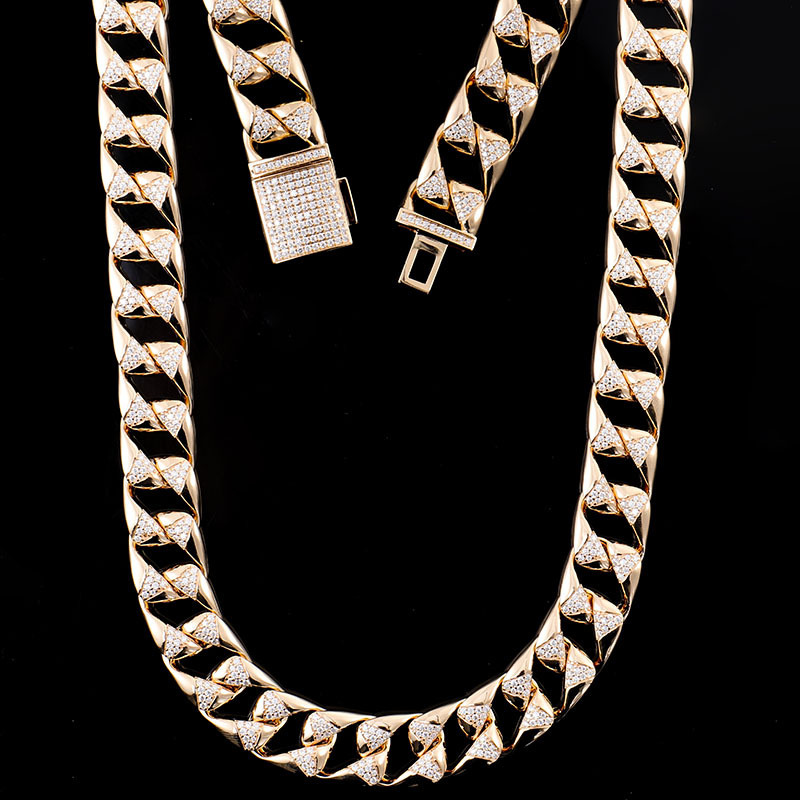 Custom Cuban Link Chain Lab Grown Diamond Ice Out Moissanite Gold Plated Necklace Hip Hop Party Jewelry