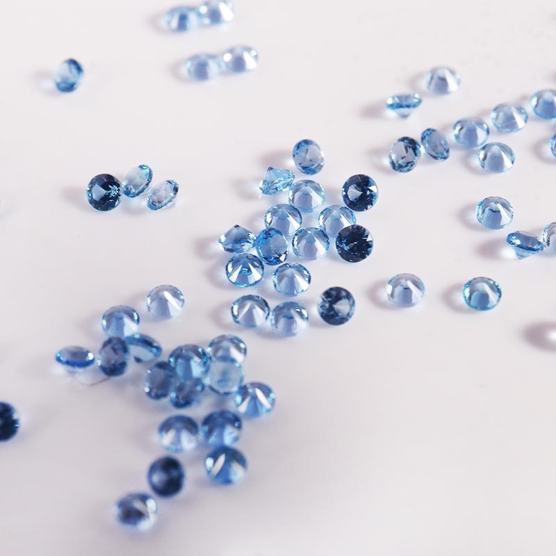 Wuzhou factory 1mm 1.1mm 1.2mm 1.5mm 1.8mm 2mm size available aquamarine synthetic spinel loose stone