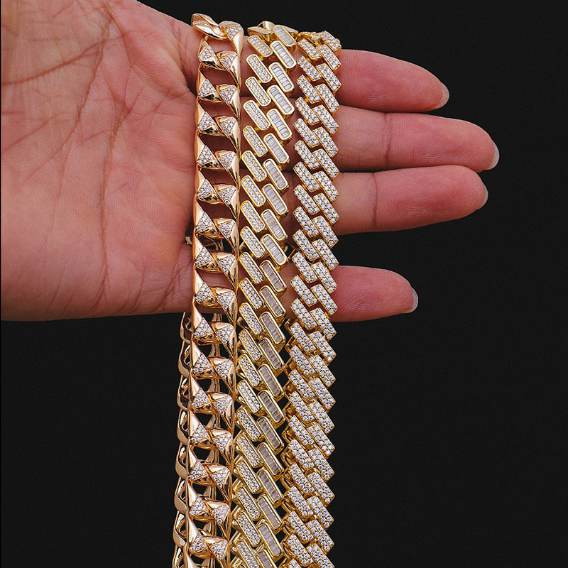 Custom Cuban Link Chain Lab Grown Diamond Ice Out Moissanite Gold Plated Necklace Hip Hop Party Jewelry