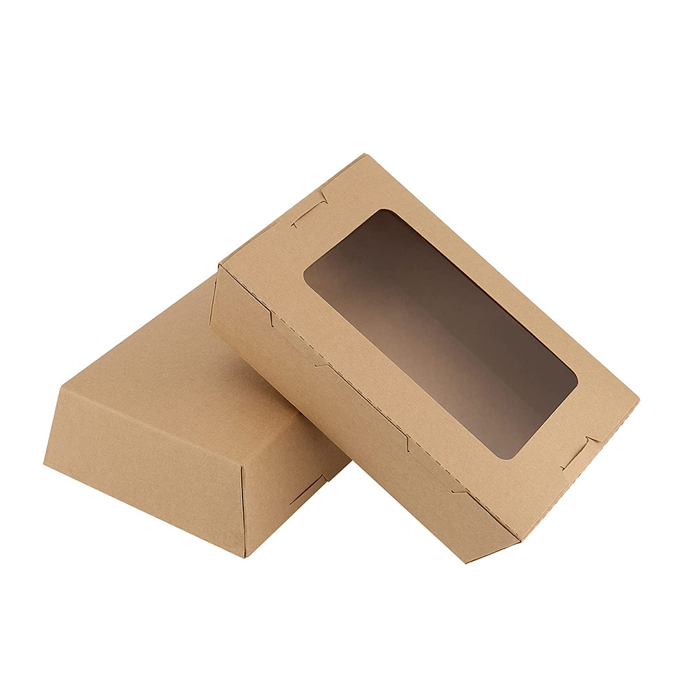 Custom printed disposable takeaway food packaging container kraft paper package lunch bento sushi salad boxes with window