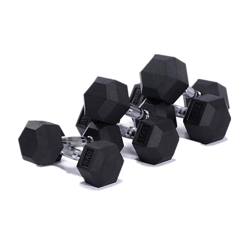 Wholesale Hot Selling high quality fitness equipment Men's Rubber gym home Hex Dumbbells